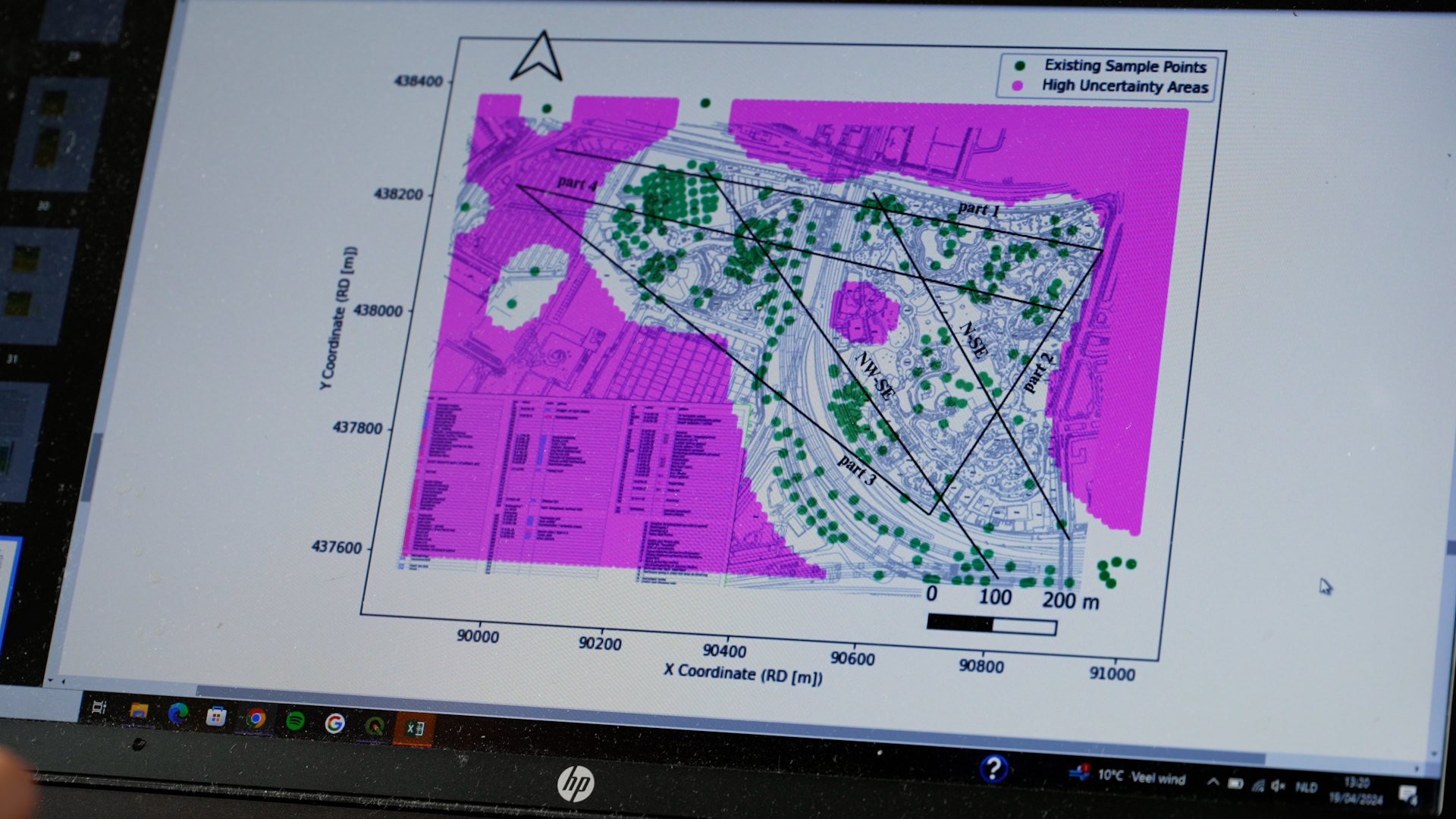 Gevisualiseerde geotechnische data uit de database